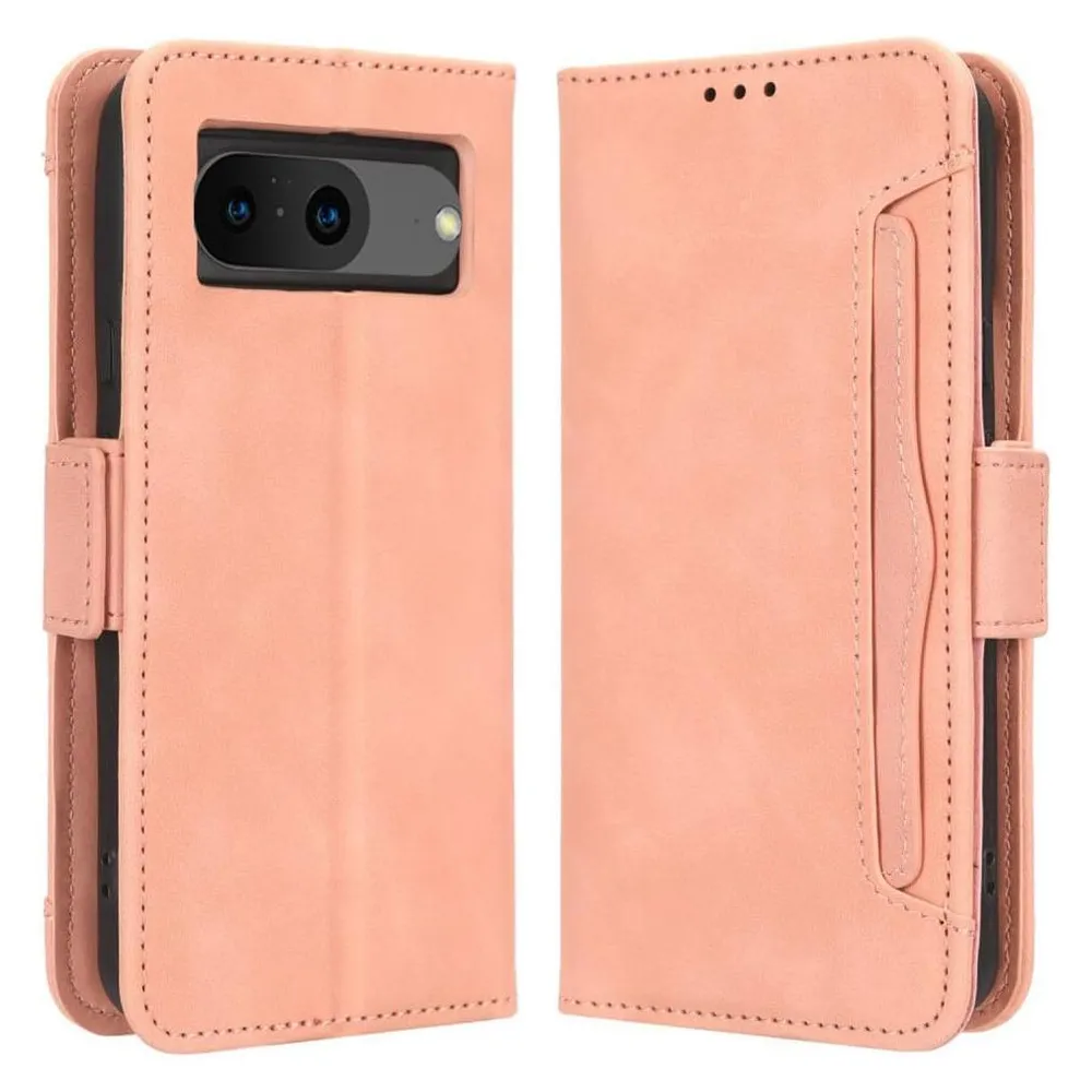 Cover-Discount Google Pixel 8 - Etui mit vielen Kartenfächer rosa