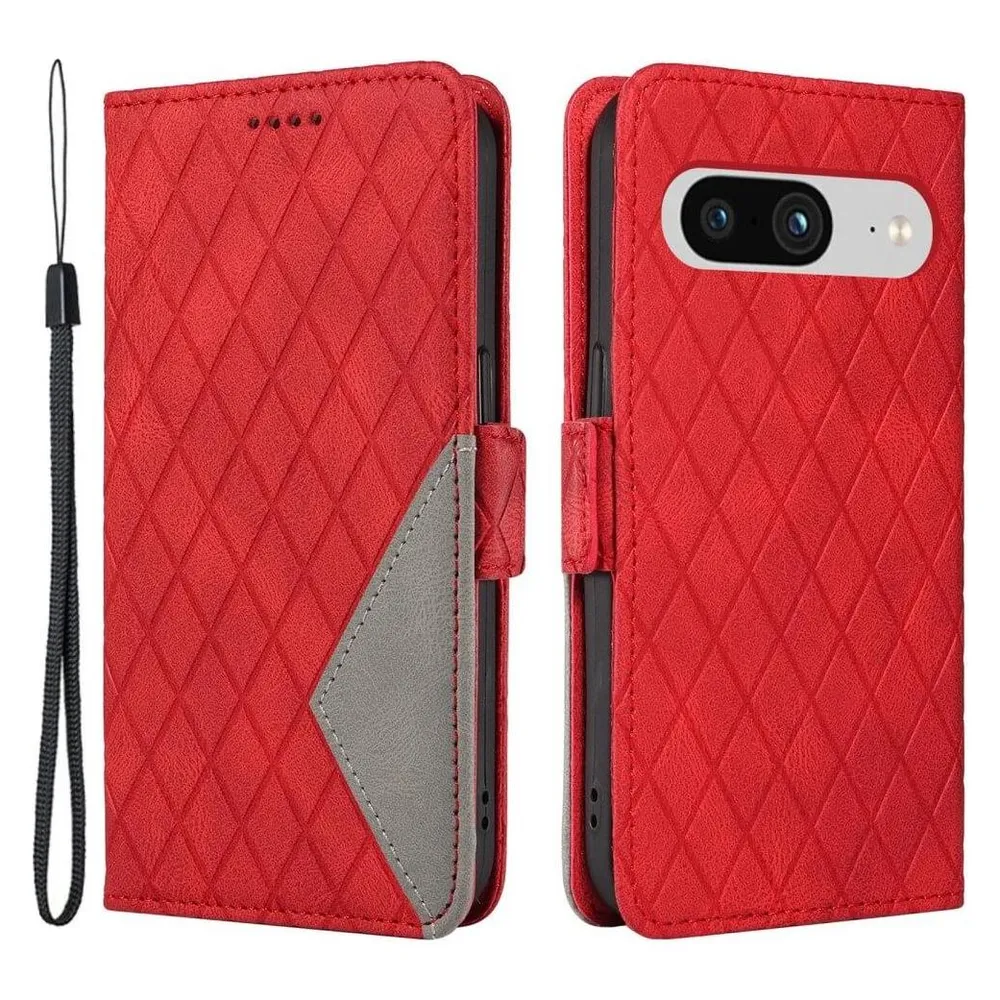 Cover-Discount Google Pixel 8 - Etui Hülle Rhombus rot