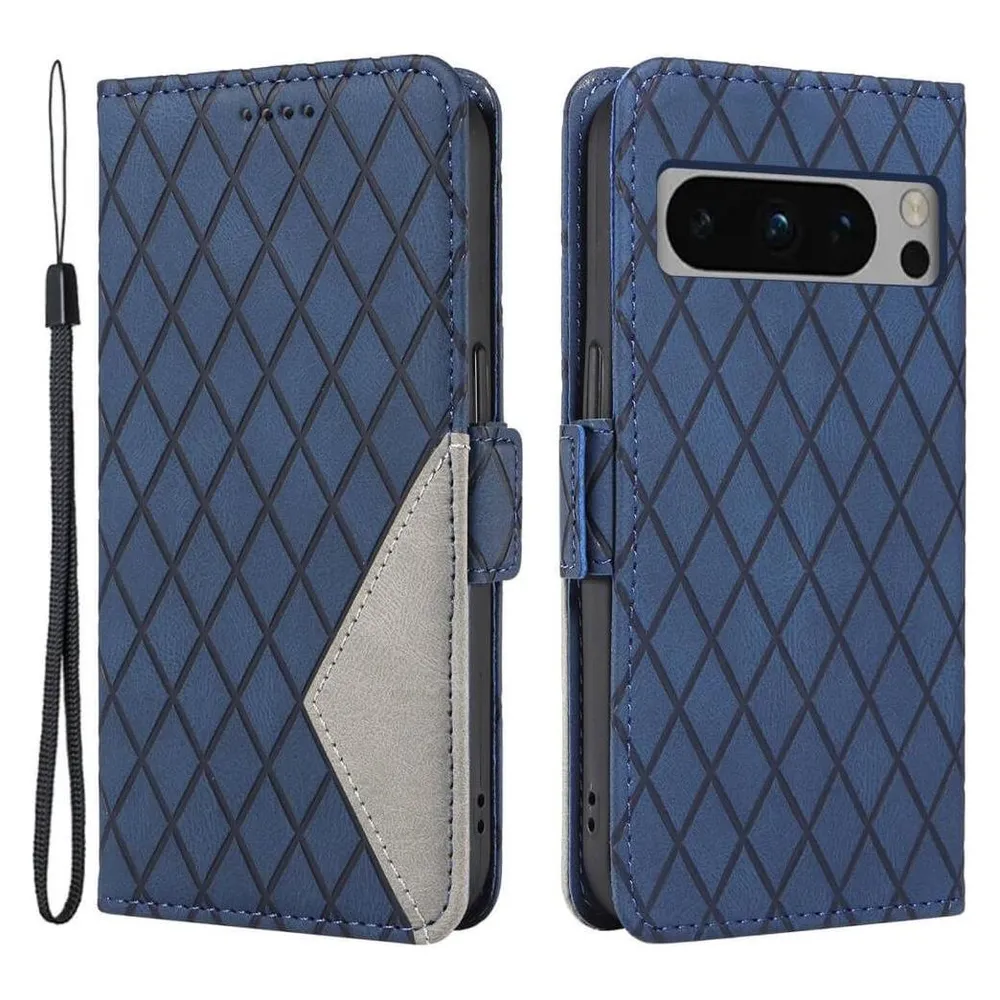 Cover-Discount Google Pixel 8 Pro - Etui Hülle Rhombus blau