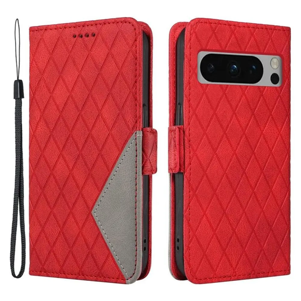 Cover-Discount Google Pixel 8 Pro - Etui Hülle Rhombus rot