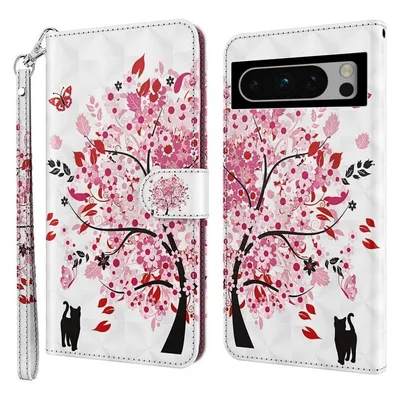 Cover-Discount Google Pixel 8 Pro - Etui Glitzer Effekt Baum rosa