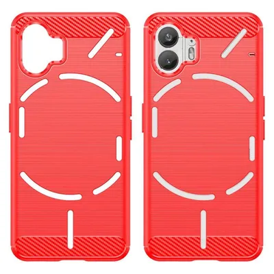 Cover-Discount Nothing Phone (2) - Metall Carbon Look Hülle rot (Nothing Phone (2))