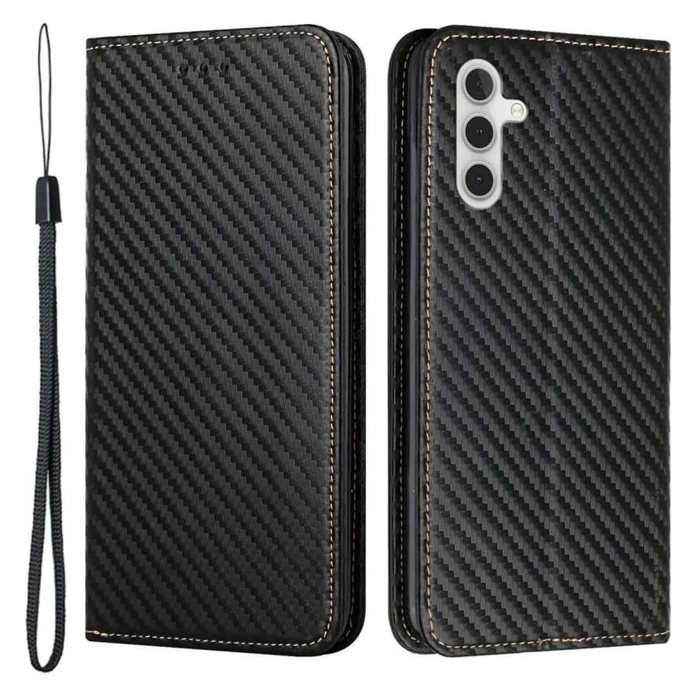 Cover-Discount Galaxy S23 FE - Carbon Look Flip Case schwarz