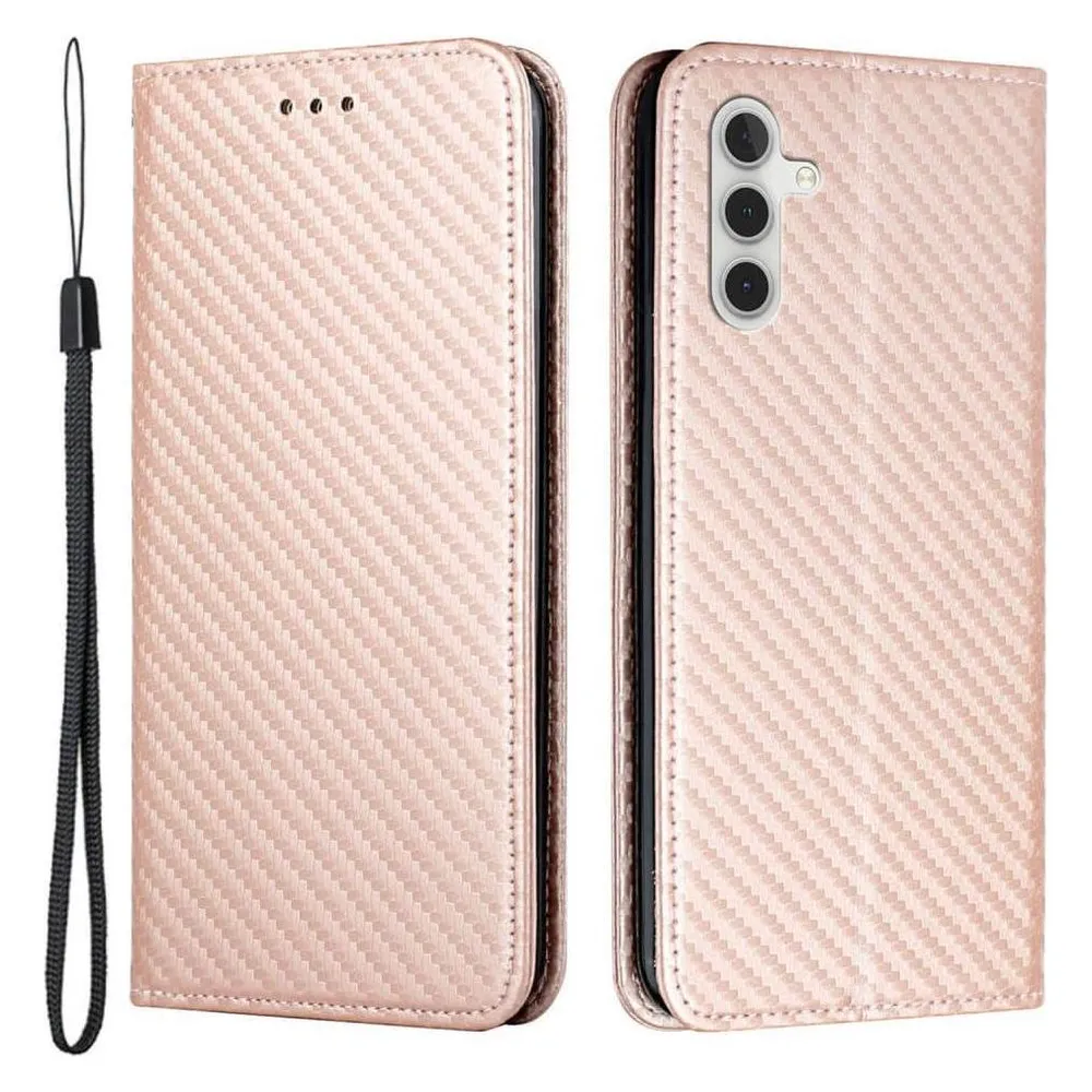 Cover-Discount Galaxy S23 FE - Carbon Look Flip Case rosa