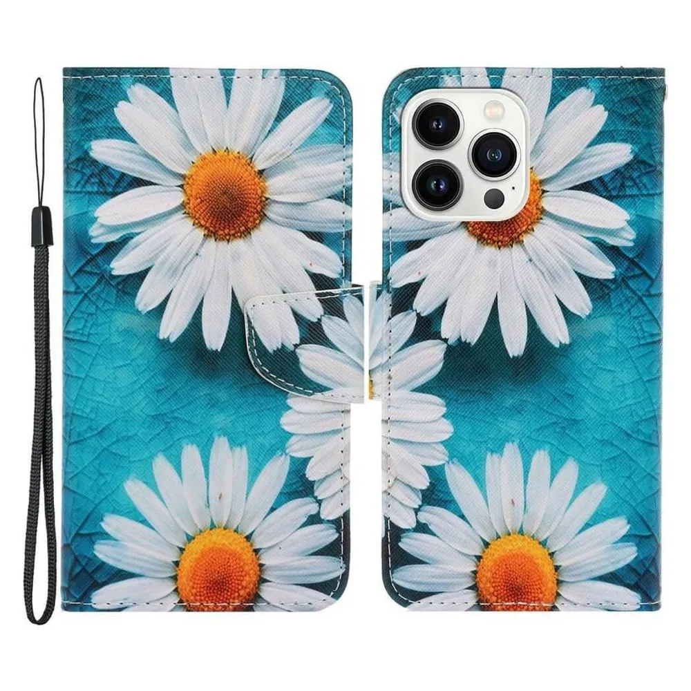 Cover-Discount iPhone 15 Pro Max - Leder Etui Hülle Margeriten