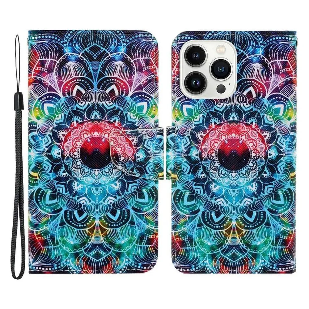 Cover-Discount iPhone 15 Pro Max - Leder Etui Hülle Mandala
