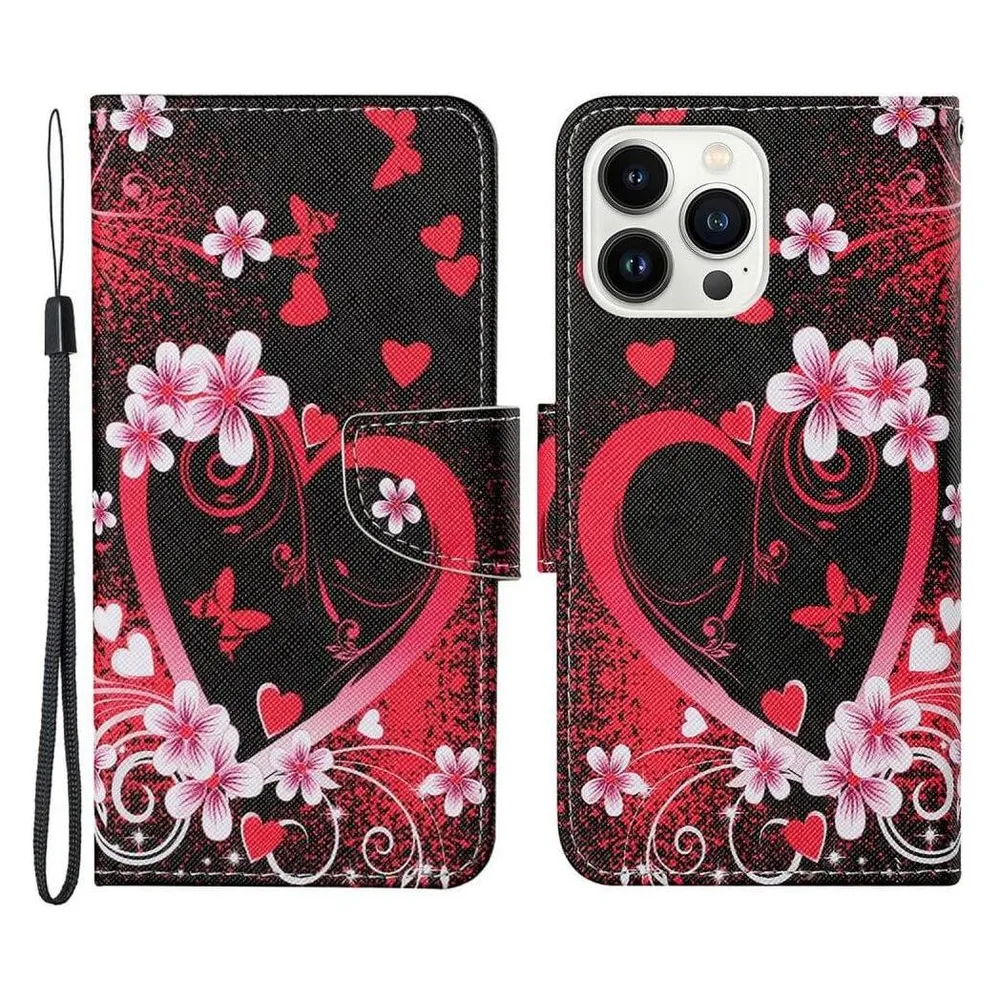 Cover-Discount iPhone 15 Pro - Leder Etui Hülle Herz