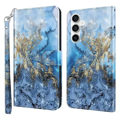 Cover-Discount Galaxy S23 FE - Etui Glitzer Effekt Marble blau