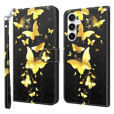 Cover-Discount Galaxy S23 FE - Etui Glitzer Effekt Schmetterling gold