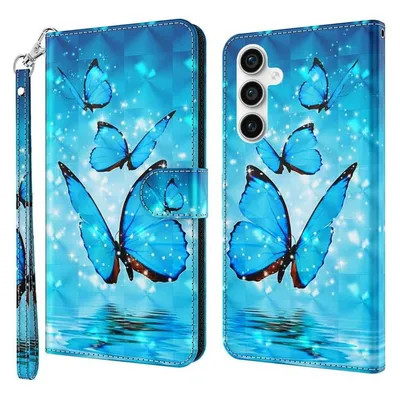 Cover-Discount Galaxy S23 FE - Etui Glitzer Effekt Schmetterling blau