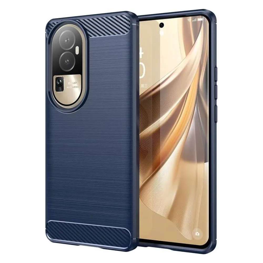 Cover-Discount OPPO Reno 10 / 10 Pro - Metall Carbon Look Hülle dunkelblau