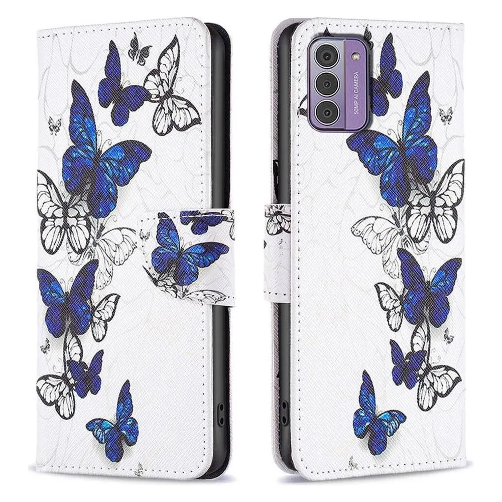 Cover-Discount Nokia G42 - Leder Etui Hülle Schmetterling weiss
