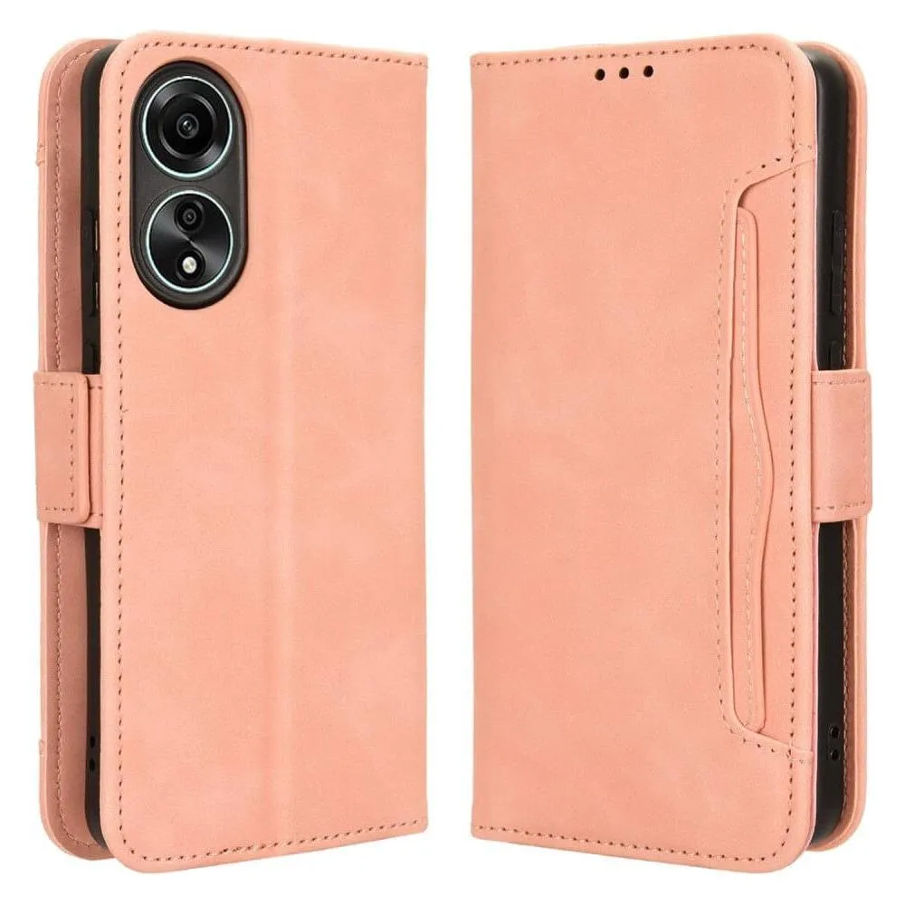 Cover-Discount OPPO A78 4G - Etui mit vielen Kartenfächer rosa