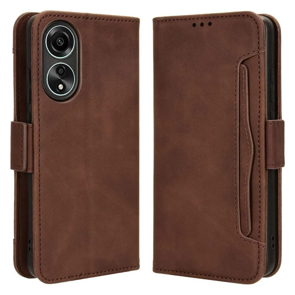 Cover-Discount OPPO A78 4G - Etui mit vielen Kartenfächer braun