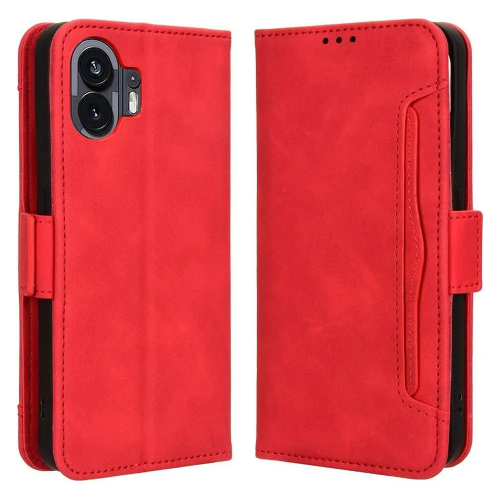 Cover-Discount Nothing Phone (2) - Etui mit vielen Kartenfächer rot (Nothing Phone (2))