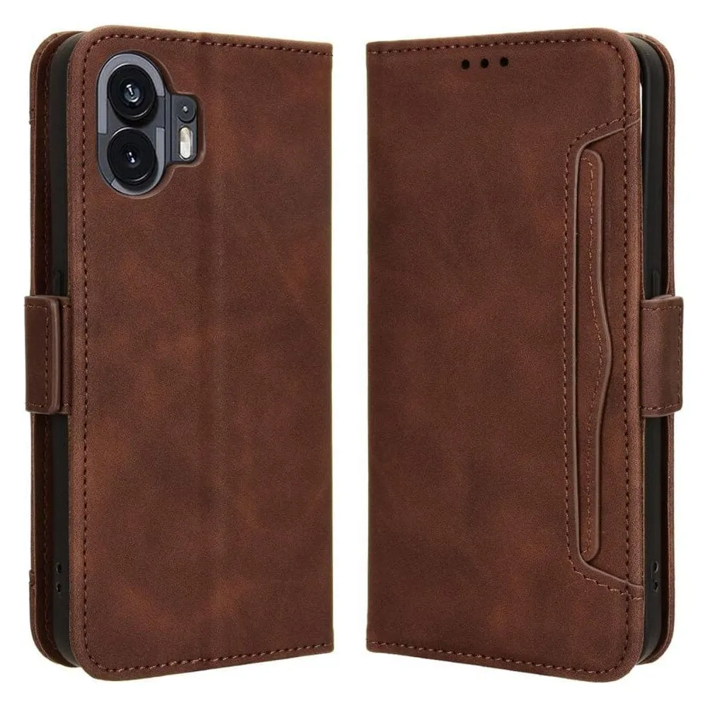 Cover-Discount Nothing Phone (2) - Etui mit vielen Kartenfächer braun (Nothing Phone (2))