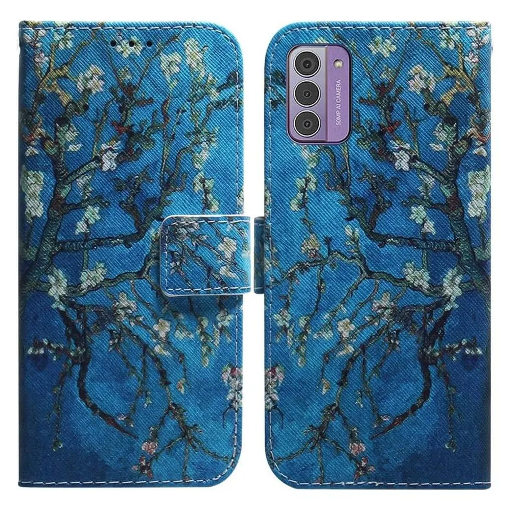 Cover-Discount Nokia G42 - Leder Etui Hülle Blüten