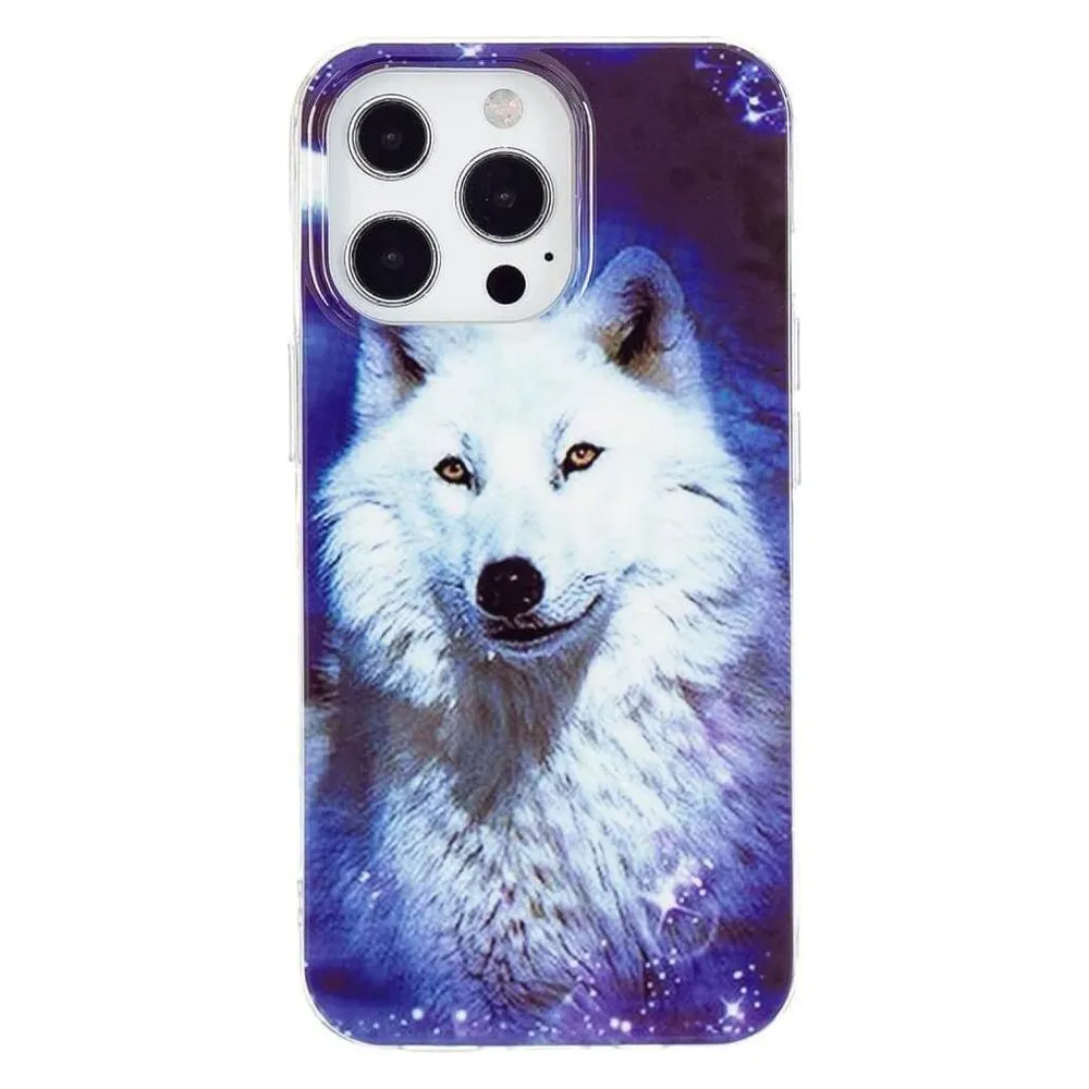 Cover-Discount iPhone 15 Pro - Nachtleuchtende Silikon Hülle Wolf