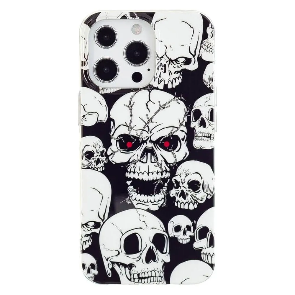 Cover-Discount iPhone 15 Pro Max - Nachtleuchtende Silikon Hülle Totenkopf