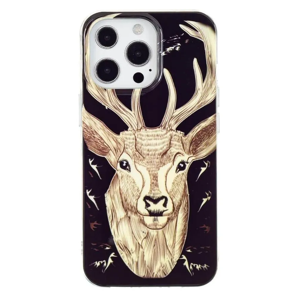 Cover-Discount iPhone 15 Pro Max - Nachtleuchtende Silikon Hülle Hirsch