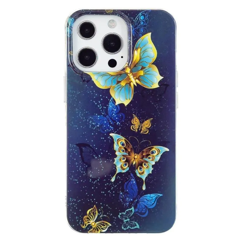 Cover-Discount iPhone 15 Pro Max - Nachtleuchtende Silikon Hülle Schmetterlinge