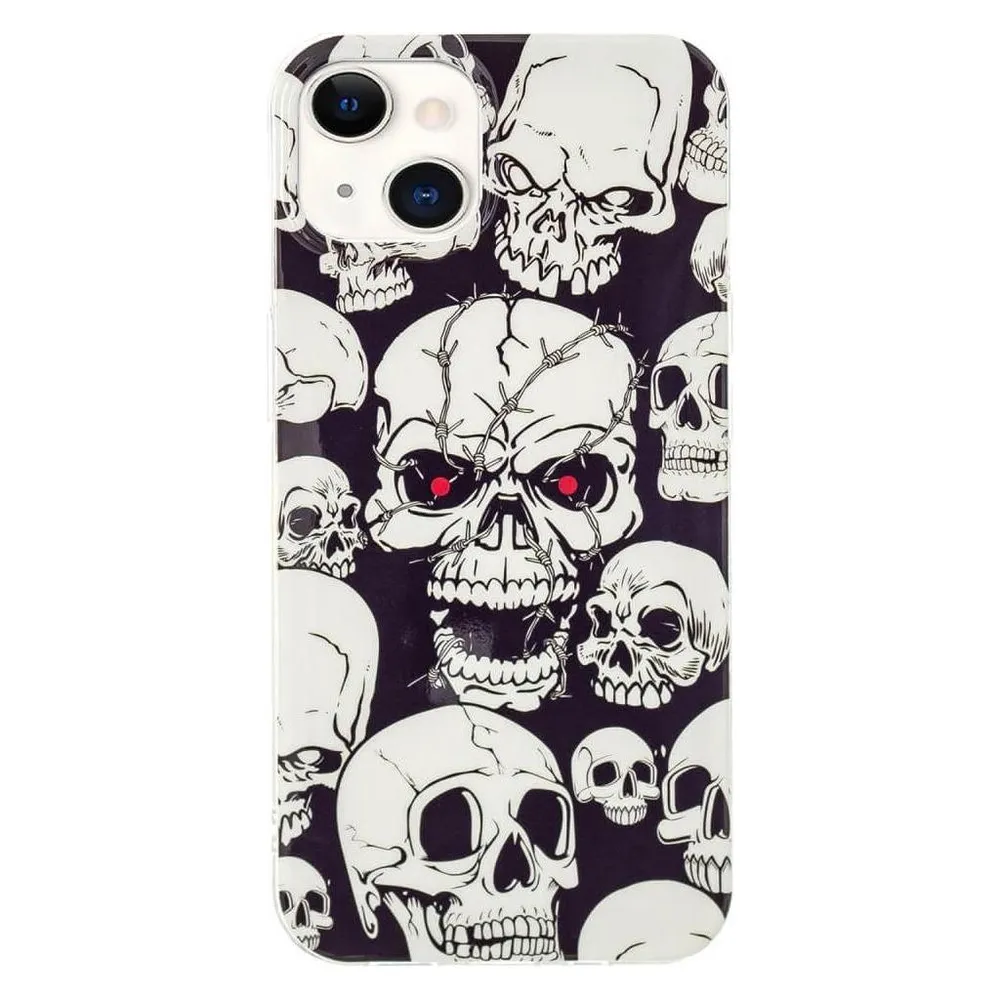 Cover-Discount iPhone 15 Plus - Nachtleuchtende Silikon Hülle Totenkopf