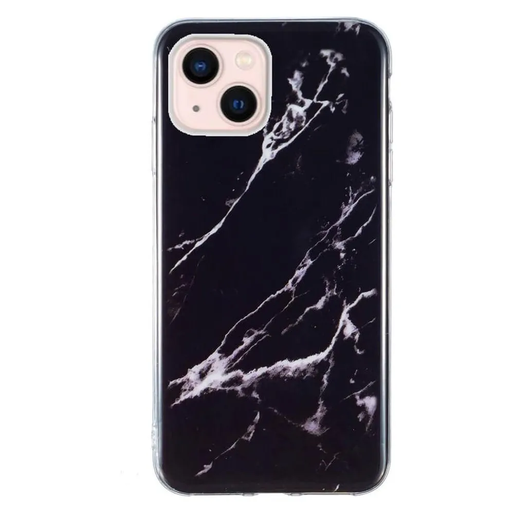 Cover-Discount iPhone 15 Plus - Silikon Gummi Case Black Marble