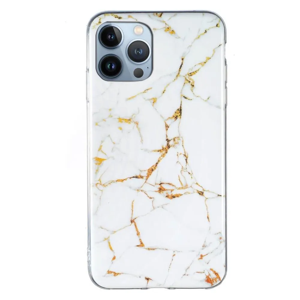 Cover-Discount iPhone 15 Pro Max - Silikon Gummi Case White Marble