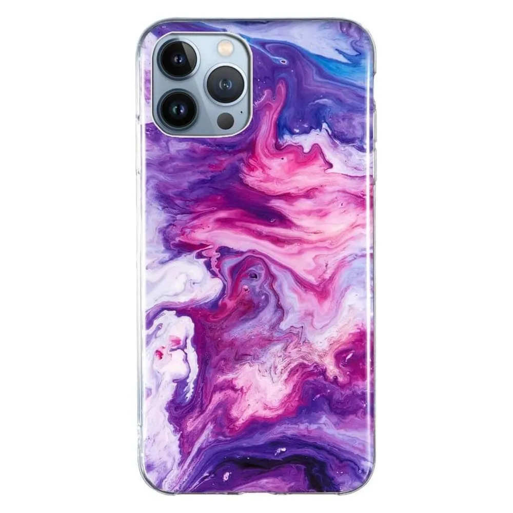 Cover-Discount iPhone 15 Pro - Silikon Gummi Case Purple Marble