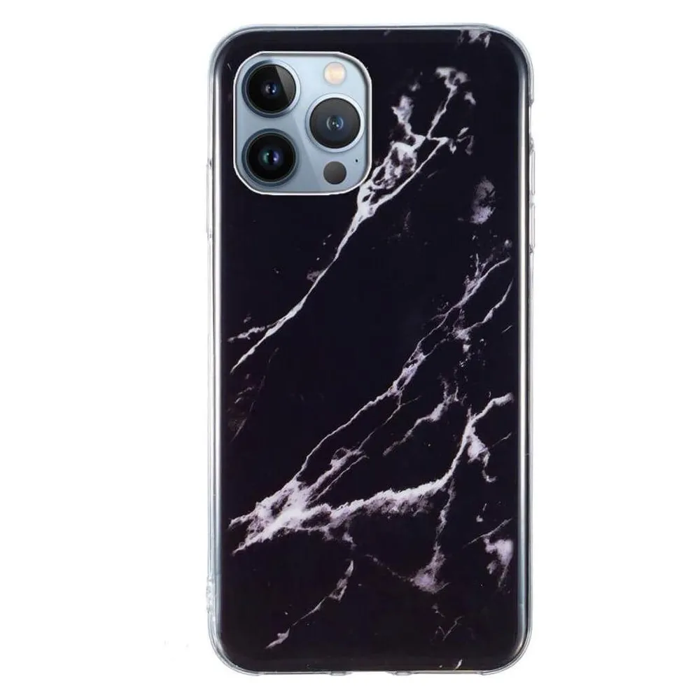 Cover-Discount iPhone 15 Pro - Silikon Gummi Case Black Marble