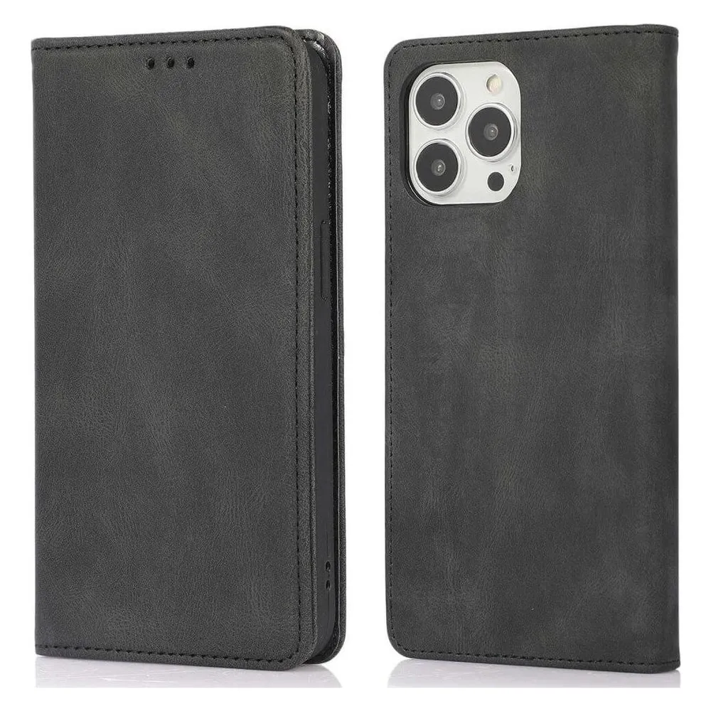 Cover-Discount iPhone 15 Pro Max - Vintage Flip Case Hülle schwarz