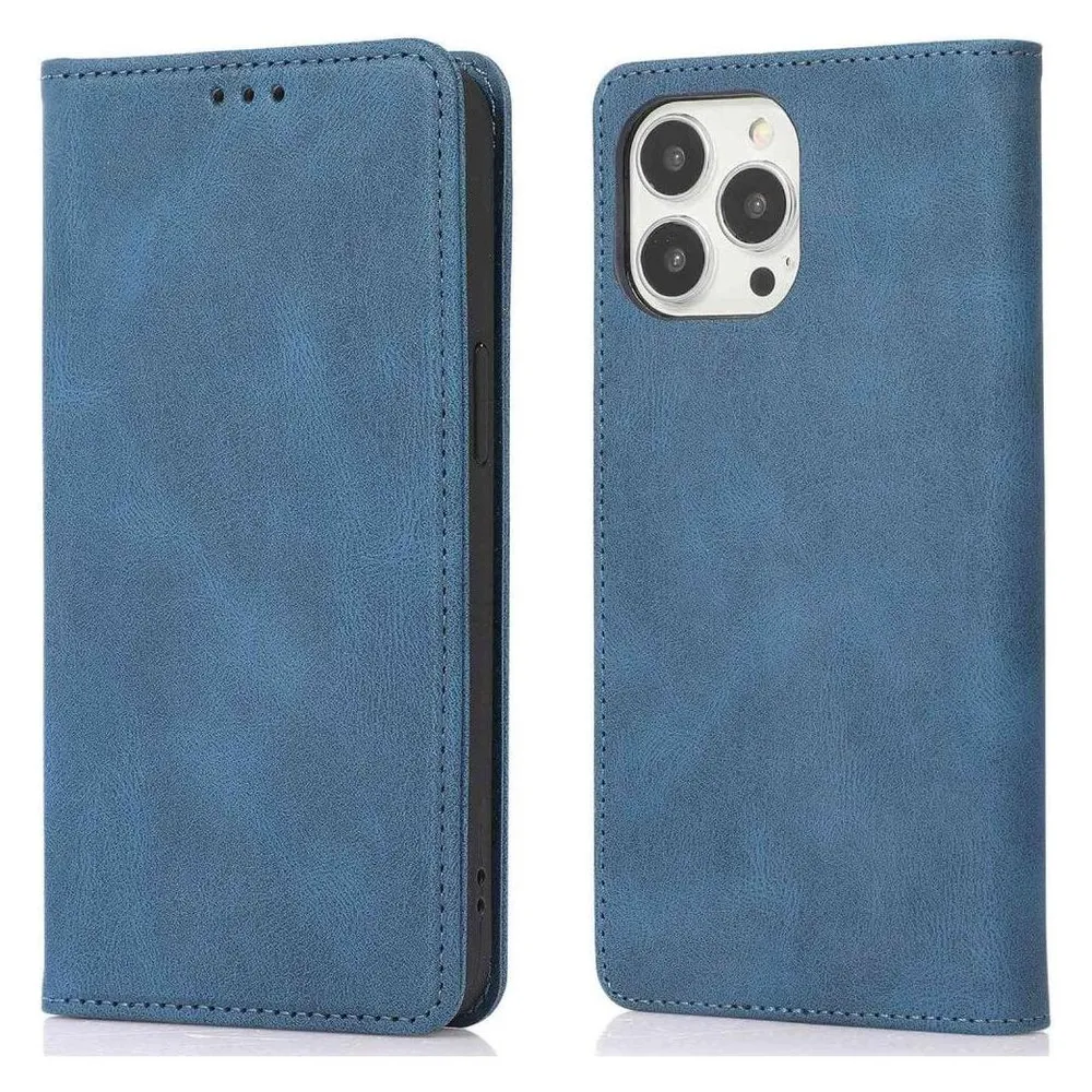 Cover-Discount iPhone 15 Pro - Vintage Flip Case Hülle dunkelblau