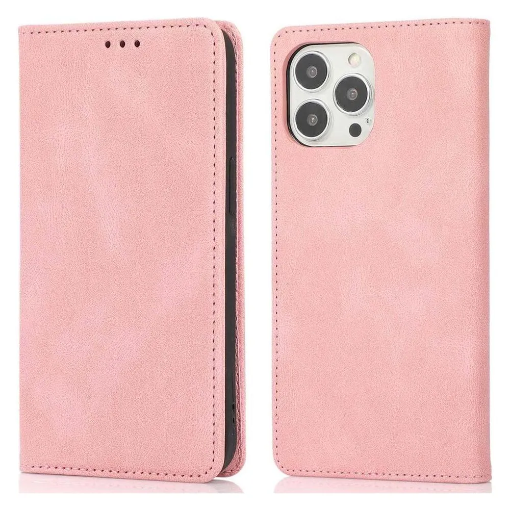 Cover-Discount iPhone 15 Pro - Vintage Flip Case Hülle rosa