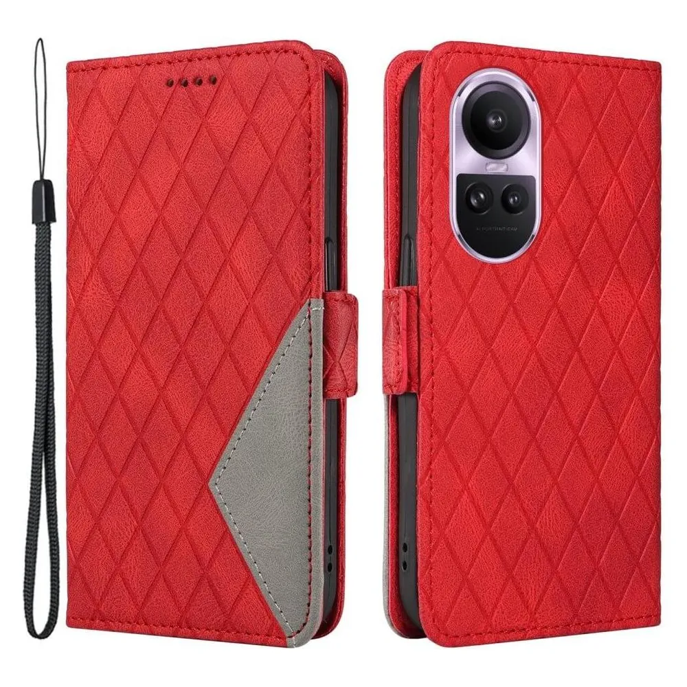 Cover-Discount OPPO Reno10 / 10 Pro - Etui Hülle Rhombus rot