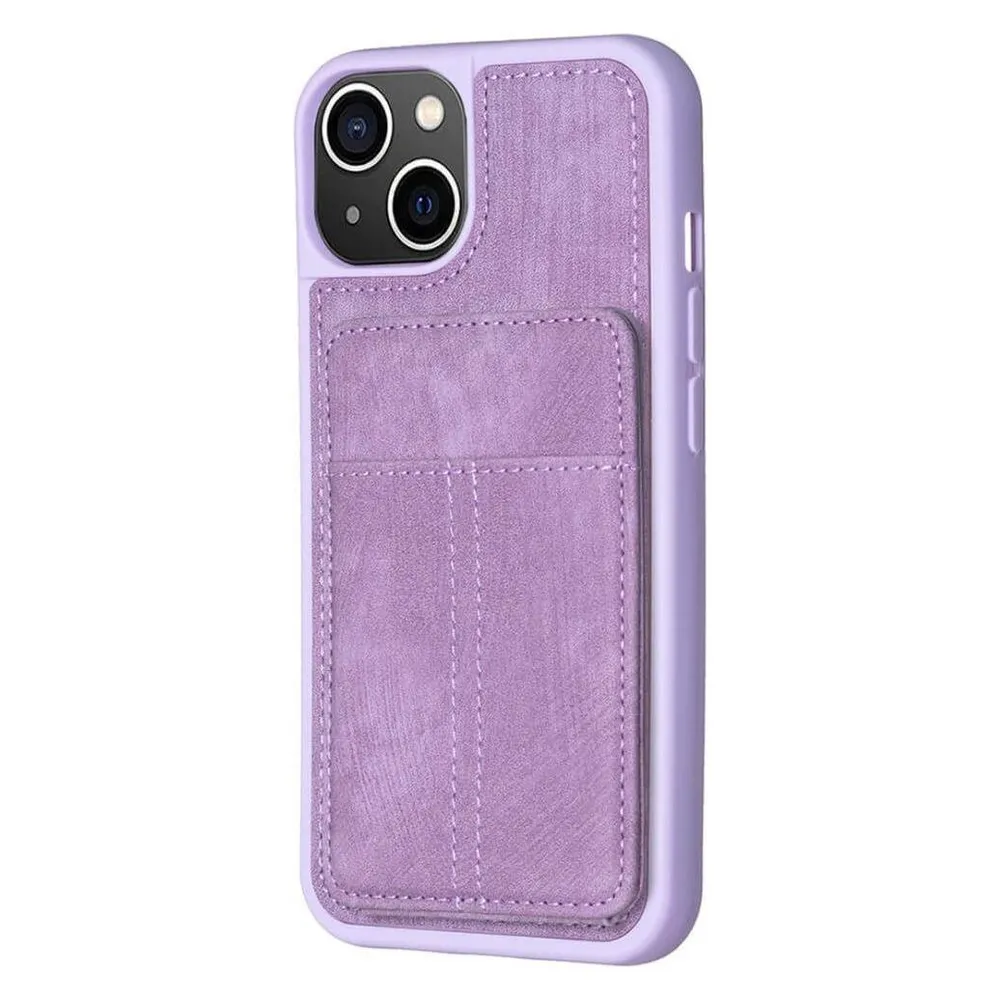 Cover-Discount iPhone 15 Plus - Kickstand Case mit Kartenfächer lila