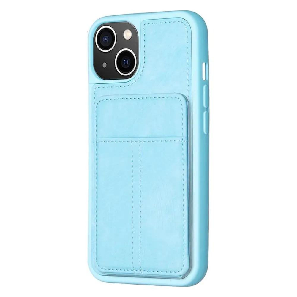 Cover-Discount iPhone 15 Plus - Kickstand Case mit Kartenfächer blau