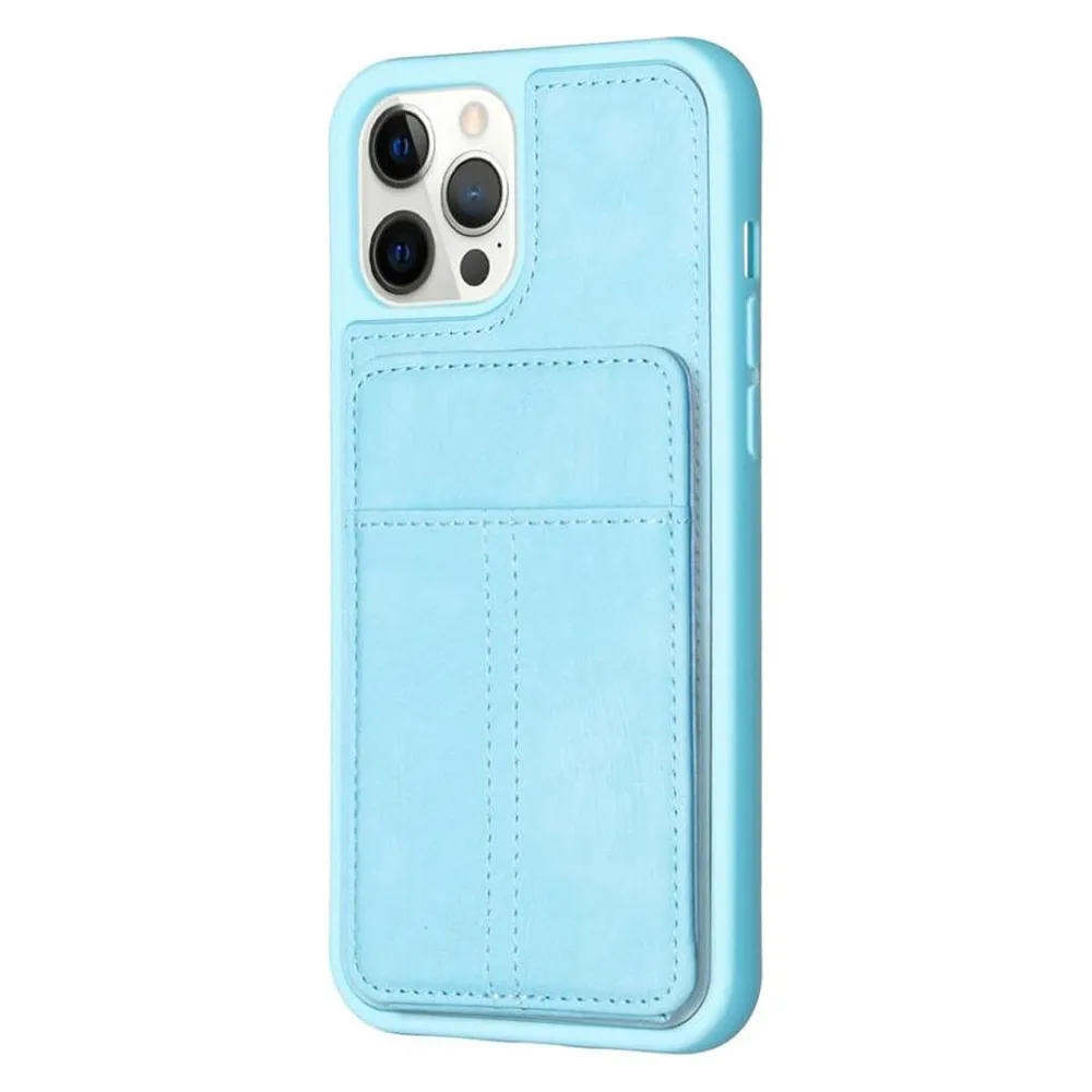 Cover-Discount iPhone 15 Pro Max - Kickstand Case mit Kartenfächer blau