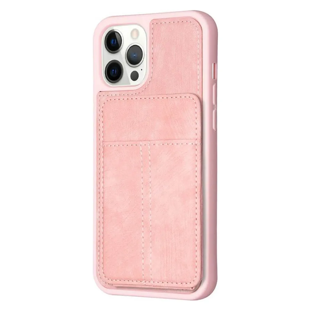 Cover-Discount iPhone 15 Pro Max - Kickstand Case mit Kartenfächer rosa