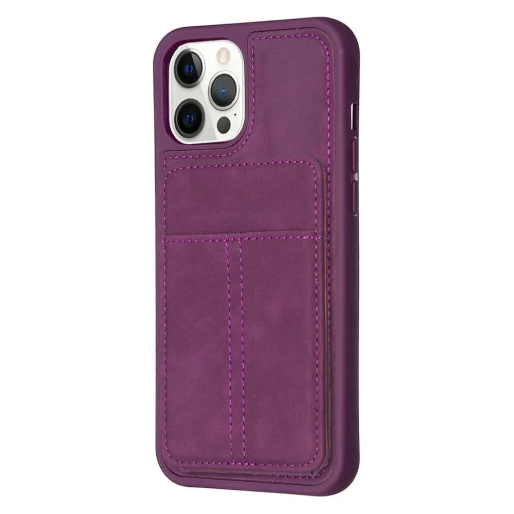 Cover-Discount iPhone 15 Pro Max - Kickstand Case mit Kartenfächer violett
