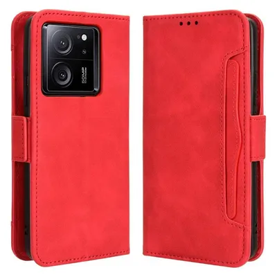 Cover-Discount Xiaomi 13T / 13T Pro - Etui mit vielen Kartenfächer rot