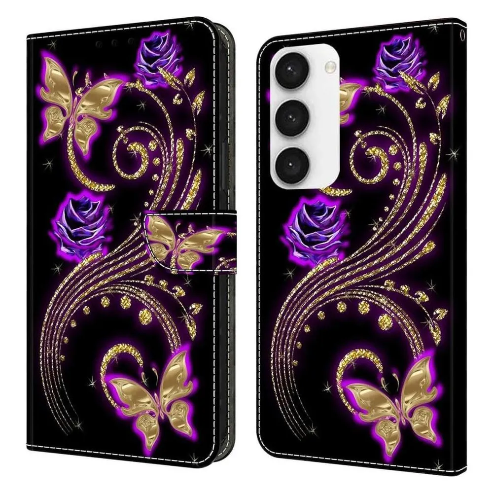 Cover-Discount Galaxy S23 FE - 3D-Effekt Hülle Etui Butterfly gold