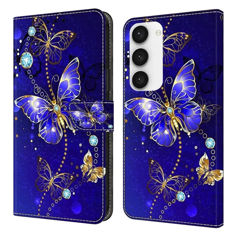 Cover-Discount Galaxy S23 FE - 3D-Effekt Hülle Etui Butterfly blau