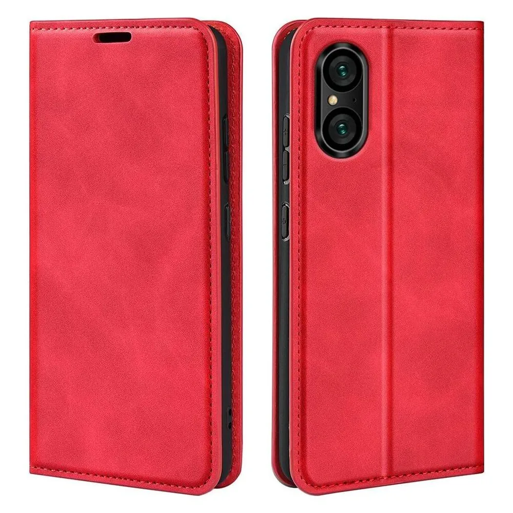 Cover-Discount Sony Xperia 5 V - Stand Flip Case Hülle rot
