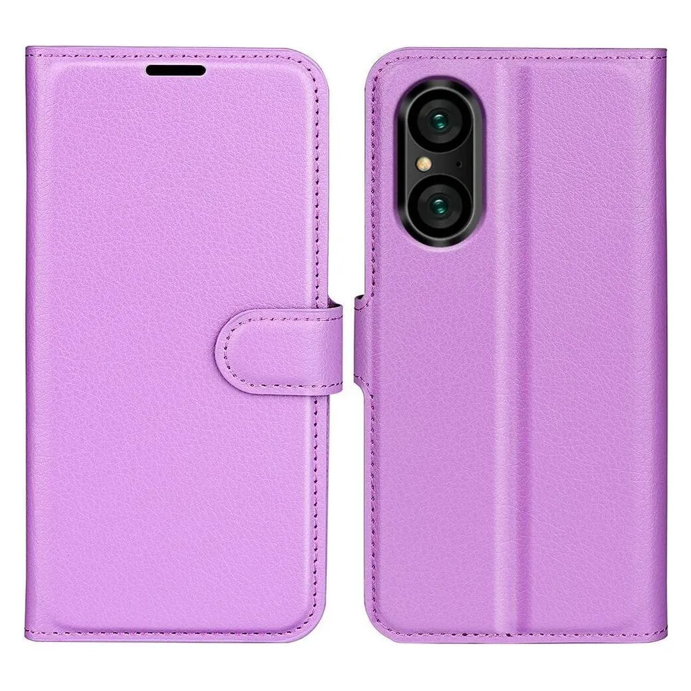 Cover-Discount Sony Xperia 5 V - Leder Etui Hülle violett