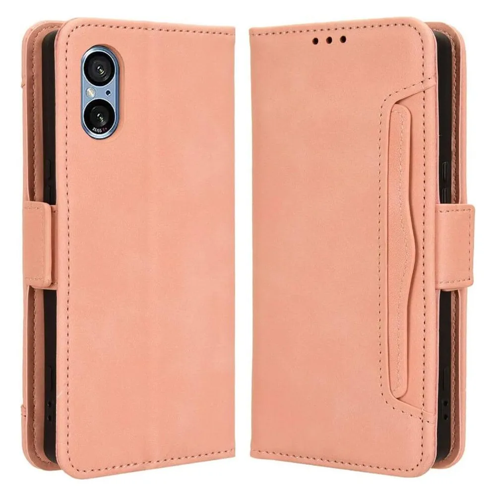 Cover-Discount Sony Xperia 5 V - Etui mit vielen Kartenfächer rosa-Copy