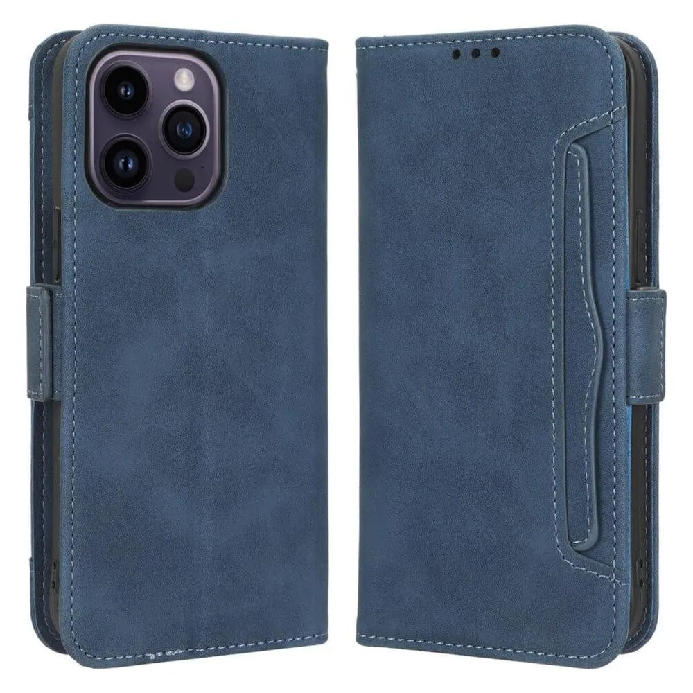 Cover-Discount iPhone 15 Pro - Etui mit vielen Kartenfächer blau