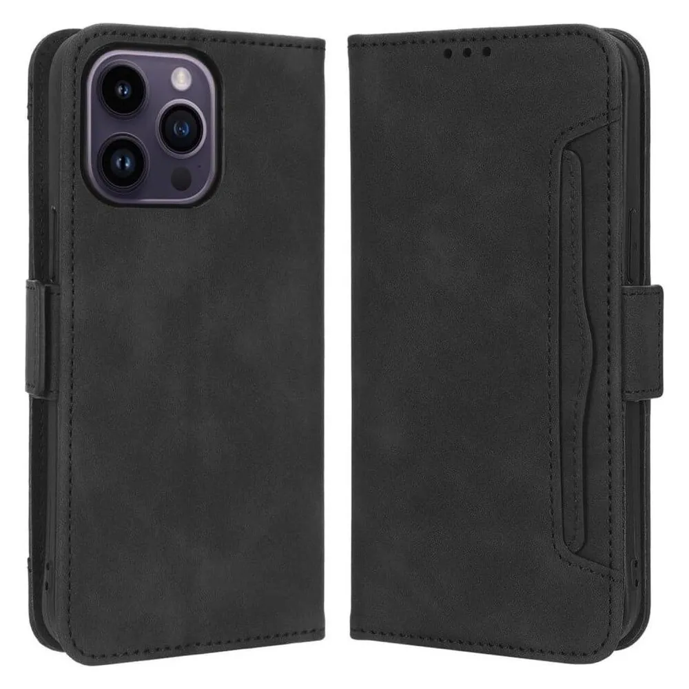 Cover-Discount iPhone 15 Pro - Etui mit vielen Kartenfächer schwarz