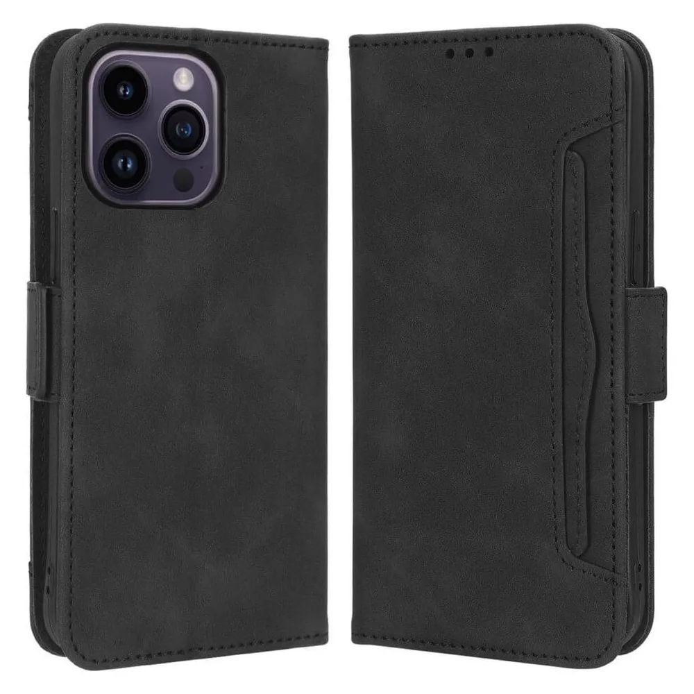 Cover-Discount iPhone 15 Pro Max - Etui mit vielen Kartenfächer schwarz