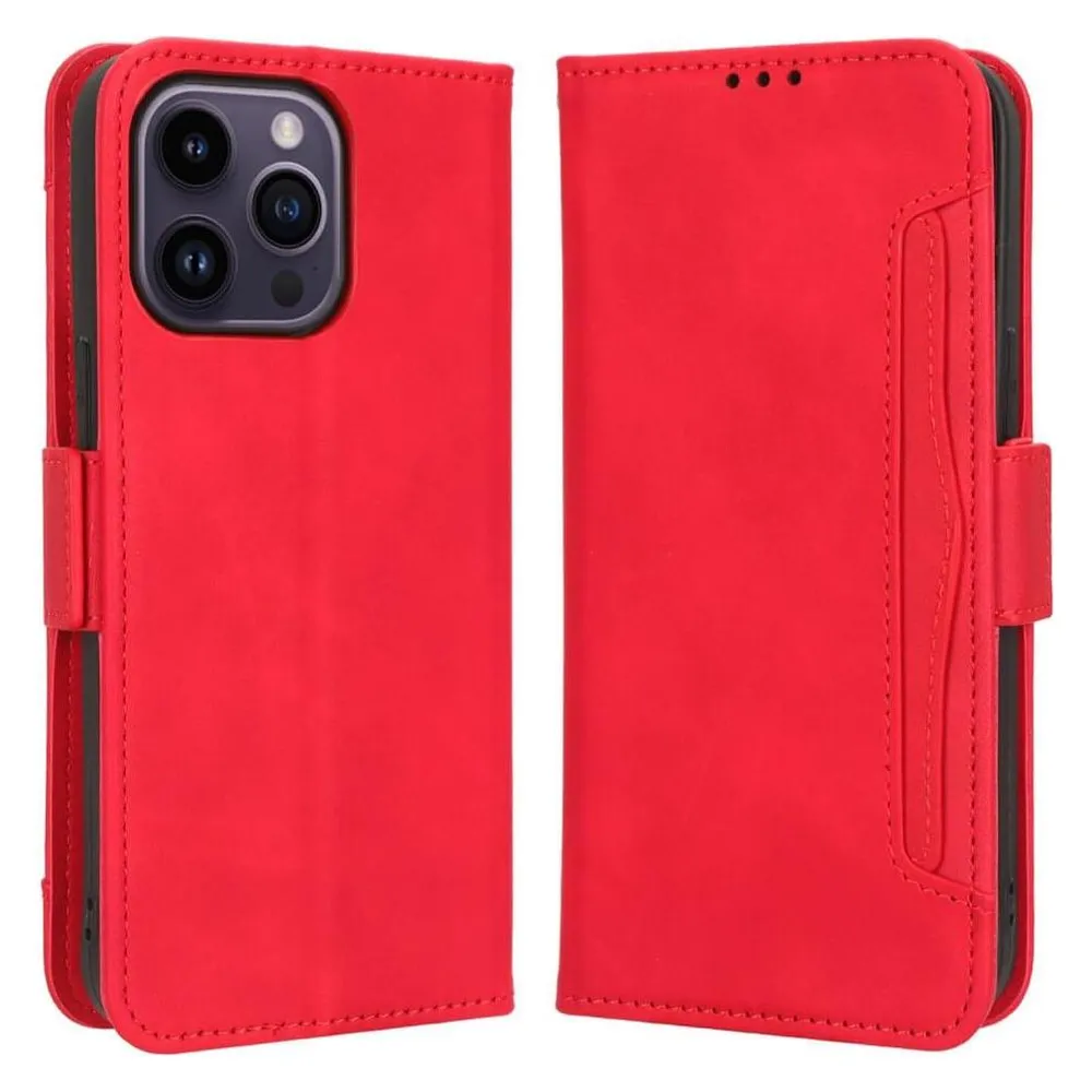 Cover-Discount iPhone 15 Pro Max - Etui mit vielen Kartenfächer rot