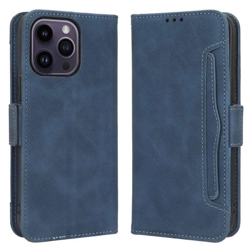 Cover-Discount iPhone 15 Pro Max - Etui mit vielen Kartenfächer blau
